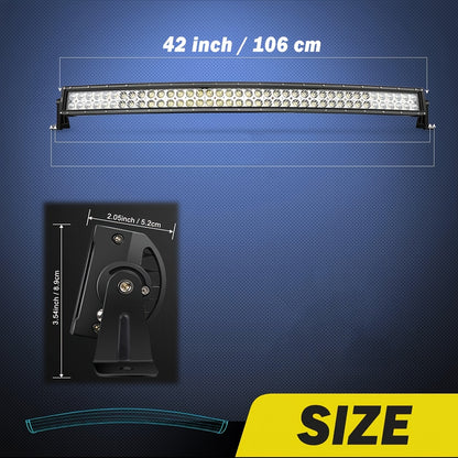 106.68 cm Curved LED Light Bar, Ultra Bright Combo Beam Driving Lights, Off-Road LED Work Lights, 12-24V High Luminance Over 3000 Lumens, with No Battery, for Trucks, Pickups, SUVs, ATVs, UTVs, Boats, 4x4s, Vans, Motor Vehicl