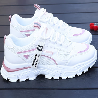 Breathable Mesh Women's Comfy Platform Sneakers, Trendy Casual Sports Shoes for Outdoor Running Trainers