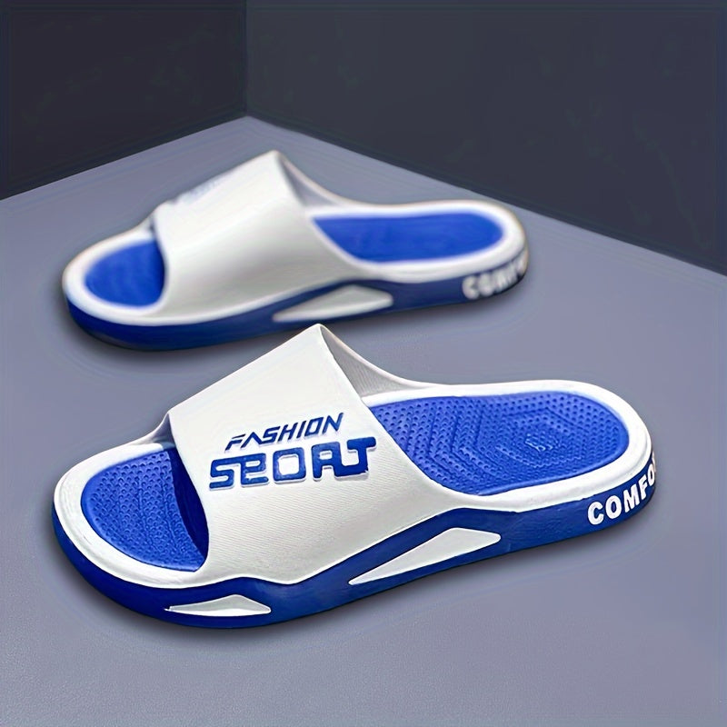 Fashion Mens Sport Slides - Sport Sandals & Slides With Anti-Slip Sole - Trendy Men'S Alphabet Design Slippers - Ideal For Spring And Summer Beach