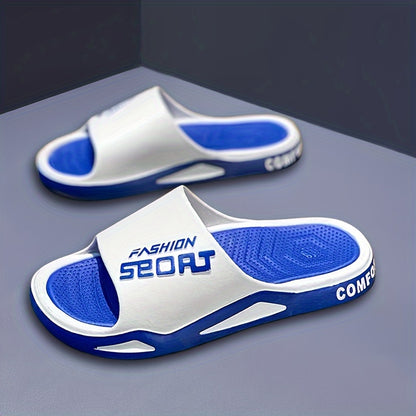 Fashion Mens Sport Slides - Sport Sandals & Slides With Anti-Slip Sole - Trendy Men'S Alphabet Design Slippers - Ideal For Spring And Summer Beach