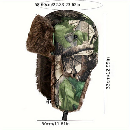 Winter Camouflage Trooper Cap For Men Women, Windproof Coldproof Cycling Hat Outdoor Velvet Warm Ear Protection Hat