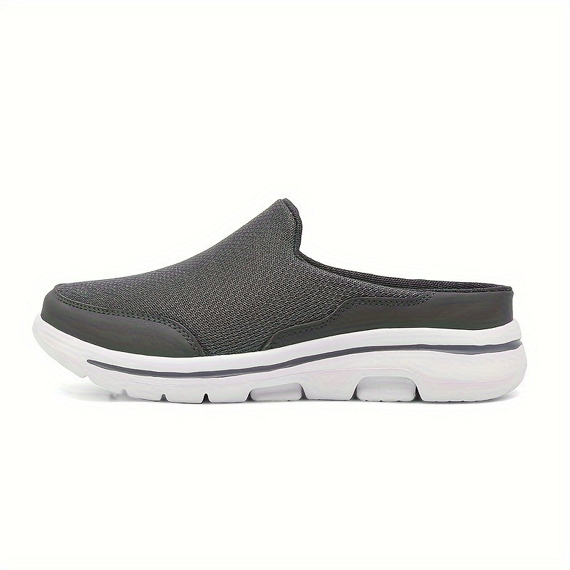 Men's Slip-On Footwear - Breathable & Comfortable with Non-Slip MD Sole, Closed Toe Design for Casual Attire, Dark Gray & Black, Stylish Streetwear