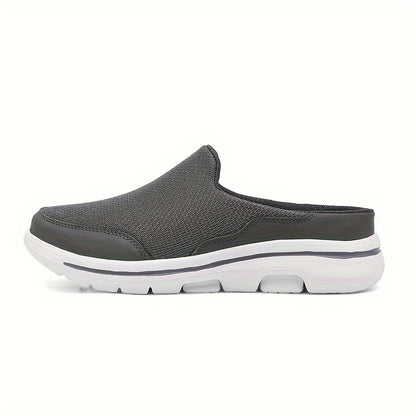 Men's Slip-On Footwear - Breathable & Comfortable with Non-Slip MD Sole, Closed Toe Design for Casual Attire, Dark Gray & Black, Stylish Streetwear