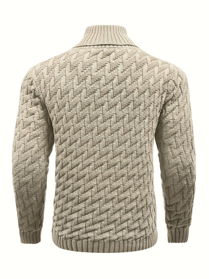 Men'S Casual Commuting Fashion Solid Texture Warm Lapel Sweater