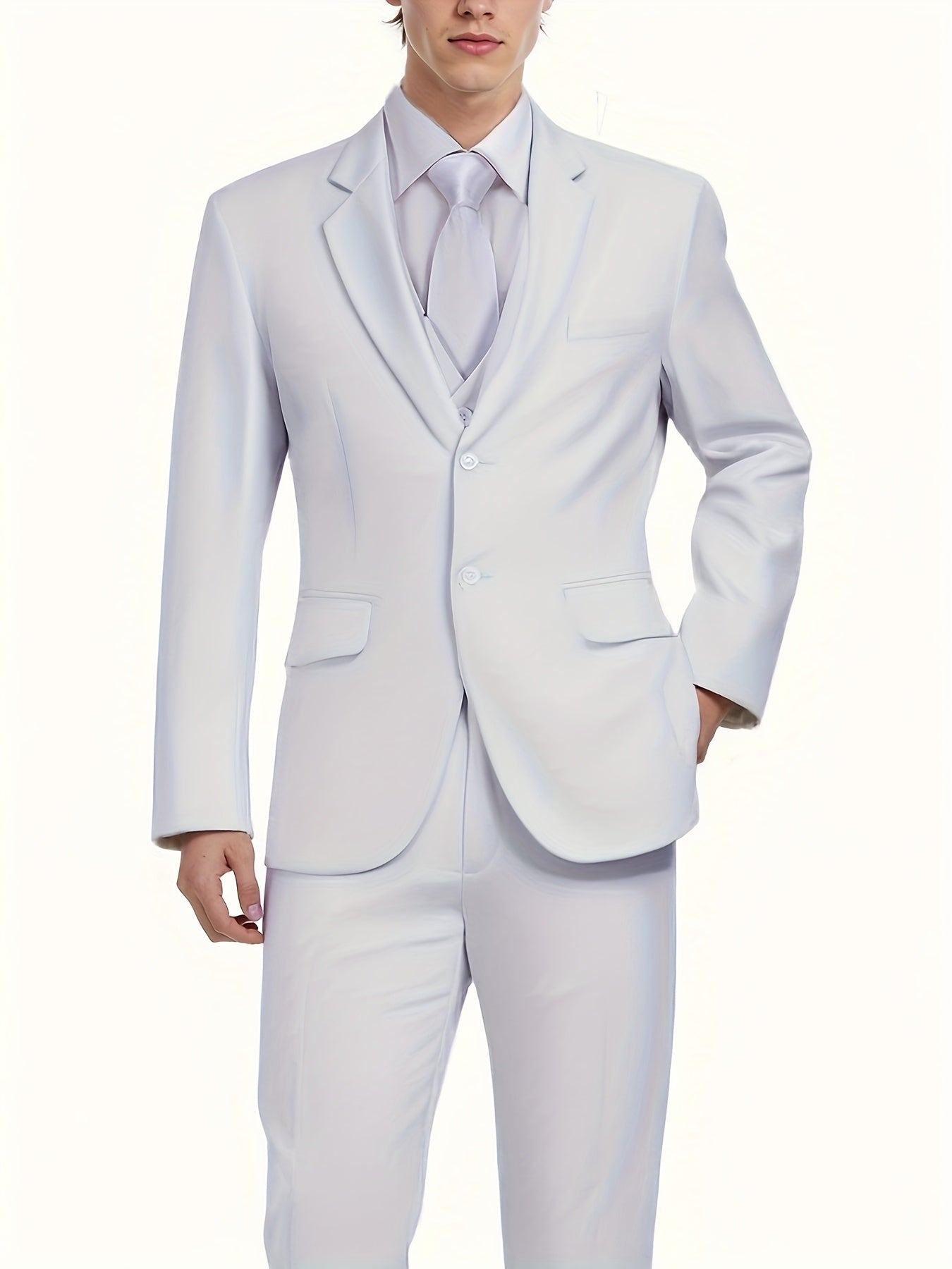 Pyiuhs Men's Suit 3pcs Wedding Party Suits 2 Buttons Slim Fit Tuxedo Set for Men Prom Casual Business for Man Jacket Blazer Vest Pant