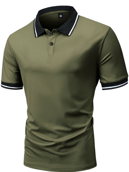 4pcs Comfy Short Sleeve Button Up Lapel Shirt for Men, Golf Sports, Gift Idea