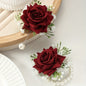 2pcs Elegant Rose Corsage and Wrist Flower Set in Polyester Fiber for School Events, Parties, Weddings Decorations