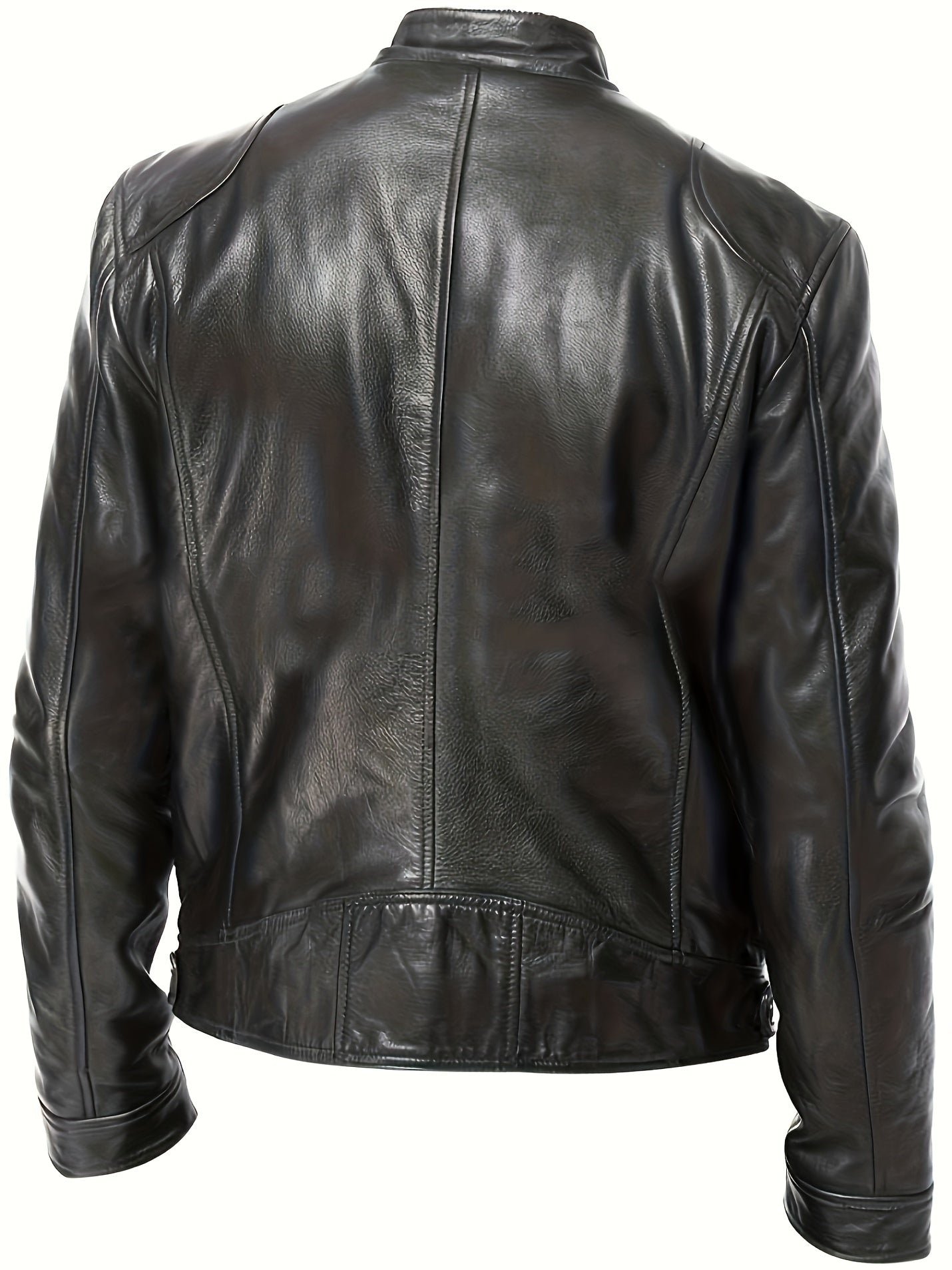 Men'S Large Autumn/Winter Jacket Full Zipper Standing Neck Motorcycle Bomb Jacket Business Bicycle Coat