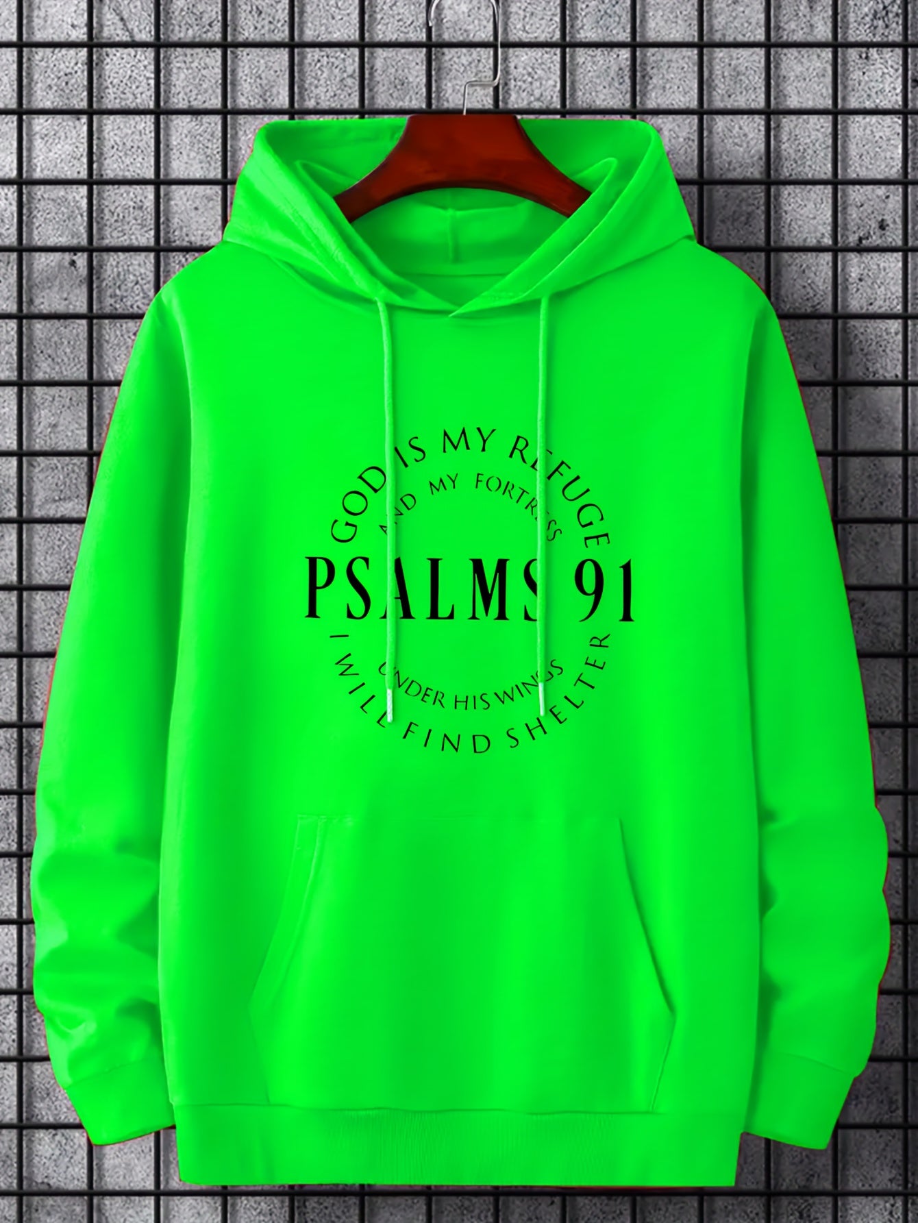 Stylish Psalms 91 Graphic Hoodie - Soft, Comfy, Loose Fit with Kangaroo Pocket, Drawstring, and Trendy Design - Autumn Winter Essential for Men