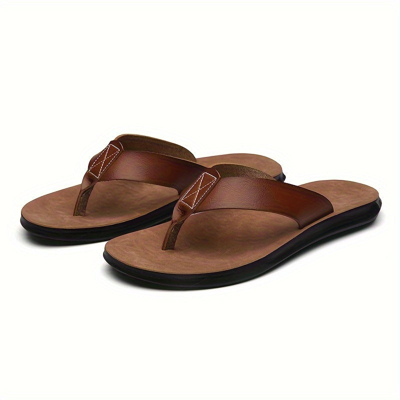 MAGIC LIONS-Comfortable and Durable Brown Men'S Business Casual Slippers - Indoor/Outdoor Beach Sandals.Men'S Synthetic Thong Sandals, Casual Non Slip Flip-flops Shoes ToePost Sandals For Indoor Outdoor Beach, Spring And Summ