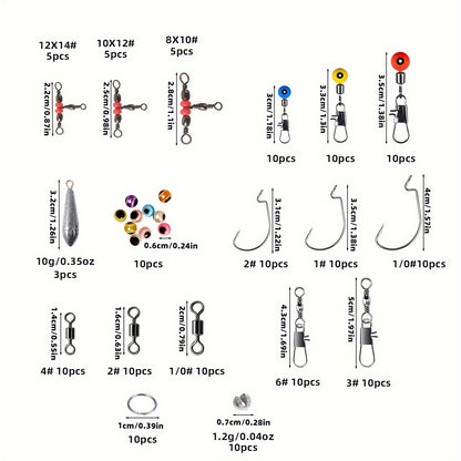 158pcs Fishing Accessories Set, Sea Fishing Reef Fishing Box with Swivels, Snaps, Hooks, Sinkers