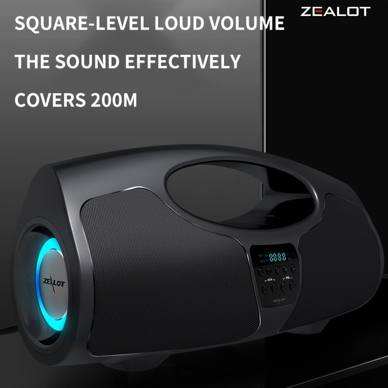 [1 Wireless Speaker with Microphone] ZEALOT P1 Portable Wireless Speaker, 40W High-Power Stereo with Shocking Bass, Built-in Microphone, 7200mAh Battery, 30H Playtime, with USB Type-C Charging, for Smartphones/Computers, Tabl