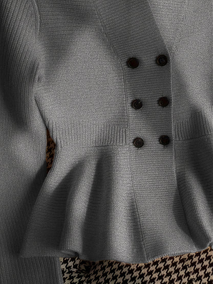 Visually V-Neck Cardigan - Solid Color, Thick Knit, Loose Fit, Warm, Viscose and Polyester Blend, Perfect for Fall/Winter