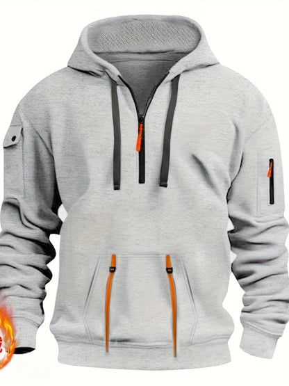 Men's Casual Sweatshirt with Multiple Zippers and Arm Pockets 2024 Cross-border Spring/Autumn Hoodie Large Size
