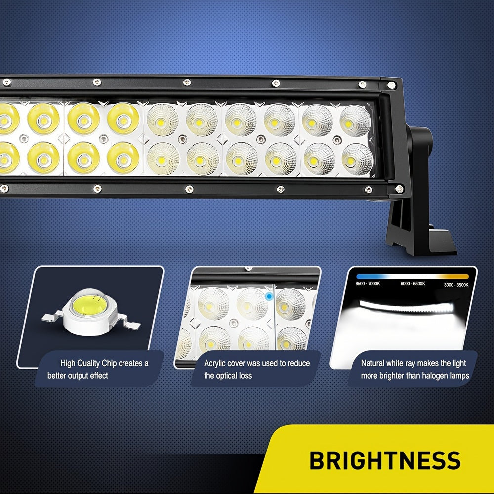 106.68 cm Curved LED Light Bar, Ultra Bright Combo Beam Driving Lights, Off-Road LED Work Lights, 12-24V High Luminance Over 3000 Lumens, with No Battery, for Trucks, Pickups, SUVs, ATVs, UTVs, Boats, 4x4s, Vans, Motor Vehicl