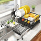 Expandable 2-in-1 Dish Drying Rack - Space-Saving, Rust-Resistant Metal Dish Drainer With Pan Slots, Utensil Holder, And Drainboard For Kitchen Counter And Sink Organization