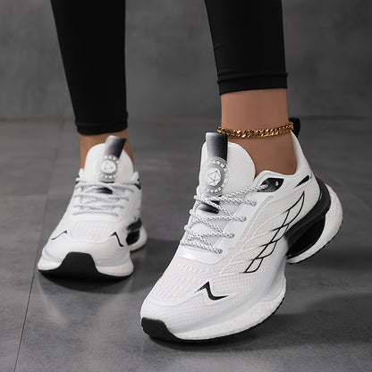 Women's Breathable Mesh Platform Sneakers, Casual Lace Up Outdoor Shoes, Comfortable Low Top Running Shoes plus size