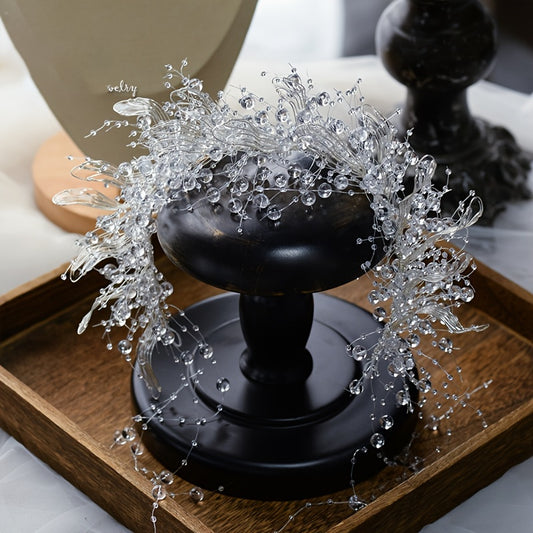 Luxurious Artificial Crystal Bead Hair Accessories, Liquid Flower Headpieces, Bridal Wedding Hair Ornaments, Handmade Hair Adornments.
