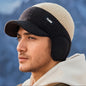 1pc YUAN Brand Men'S Winter Earflap Beanie Hat - 100% Acrylic Knit Warm Cycling Cap with Slight Stretch, Street Style Outdoor Riding Colorblock Hat