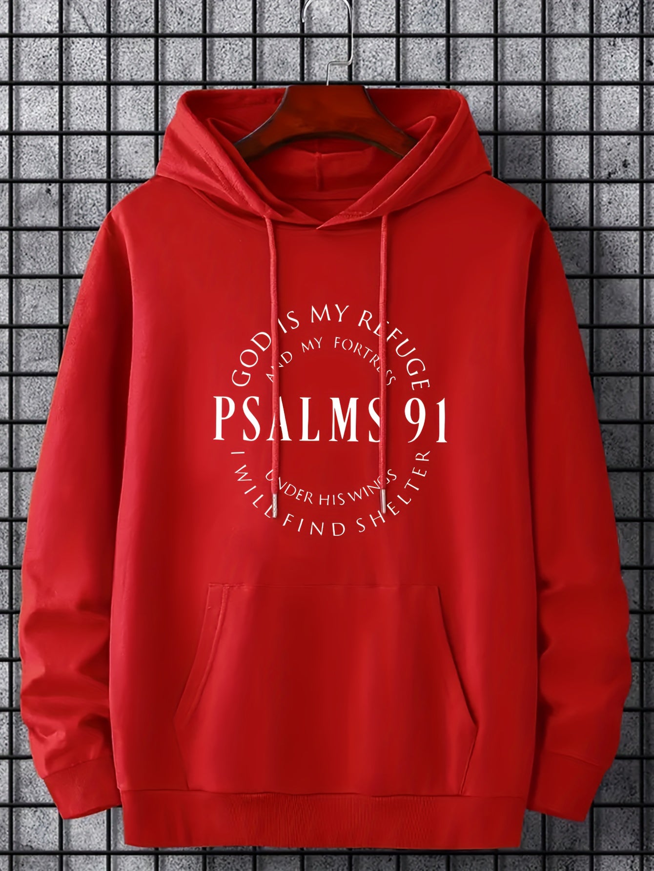 Stylish Psalms 91 Graphic Hoodie - Soft, Comfy, Loose Fit with Kangaroo Pocket, Drawstring, and Trendy Design - Autumn Winter Essential for Men