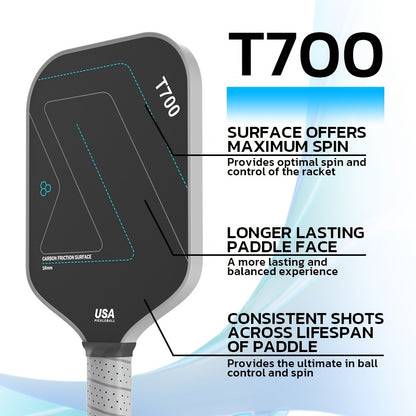 1pc T700 Carbon Fiber Pickleball Paddle, 16mm High-Friction Cloth Pattern Racket, Cold Pressed, Breathable & Comfortable Grip, Unisex-Adults, USA Approved