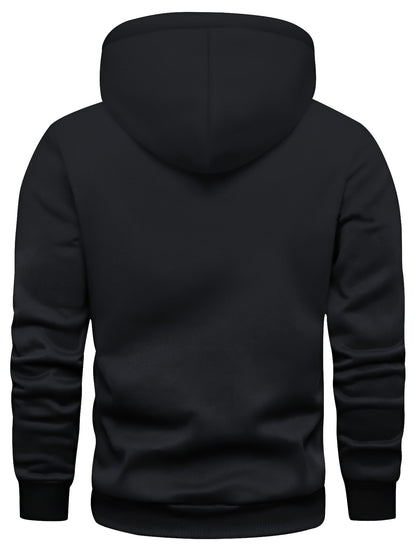 5pcs Men's Long Sleeve Hoodies, Solid Color Polyester Pullovers with Drawstring and Kangaroo Pocket, Casual Sports Jogging Tops for Spring/Fall - Regular Fit Knit Fabric Hooded Sweatshirts
